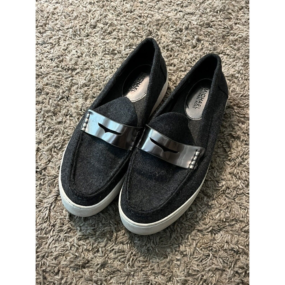 Michael Kors Women's Grey Flannel Shoes Slip-on Loafers Sz 9 Very Good Condition